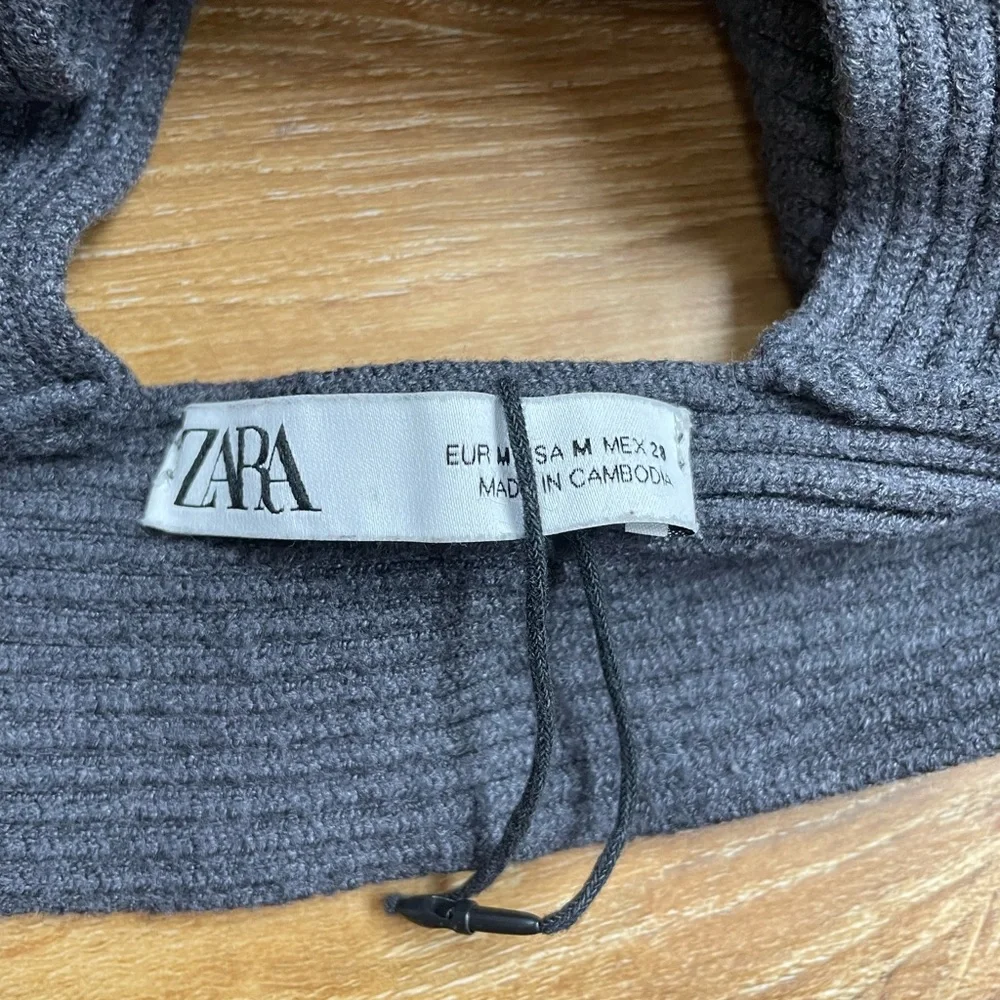 NWOT Zara Knit Cropped Bralette Top sz M Grey - Picture 3 of 3